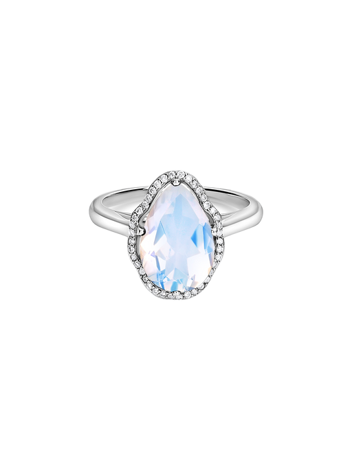 Glow ring blue moonstone with diamonds photo