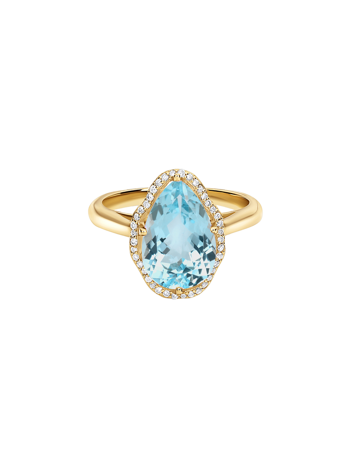 Glow ring aquamarine with diamonds