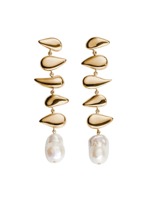 Long flora earrings gold vermeil photo