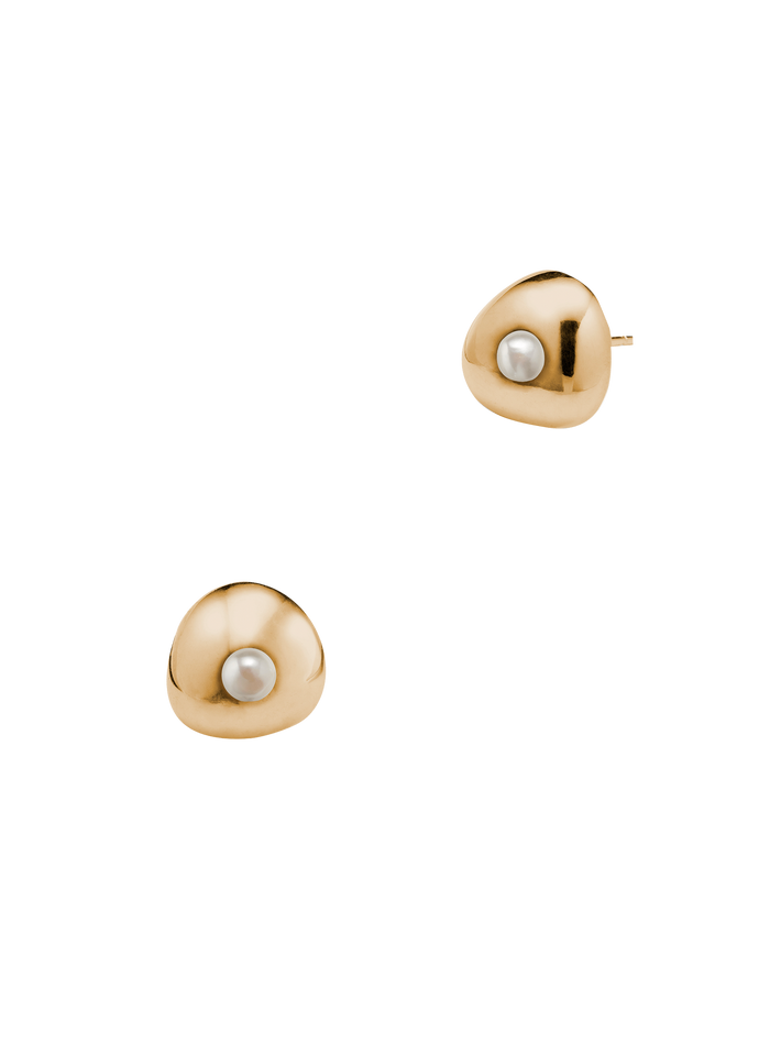 Large donut pearl earrings