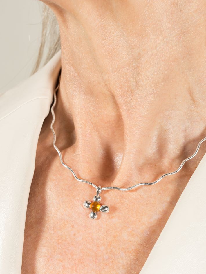 Fay necklace with fire opal