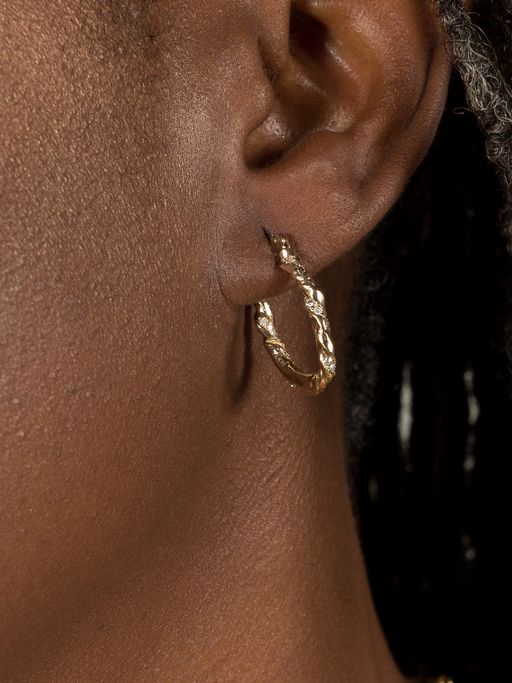 Fine molten diamond twist hoops photo