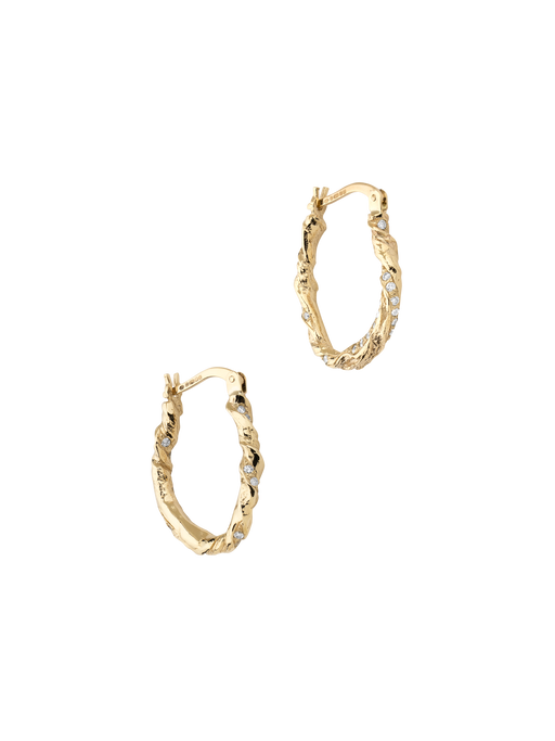 Fine molten diamond twist hoops photo