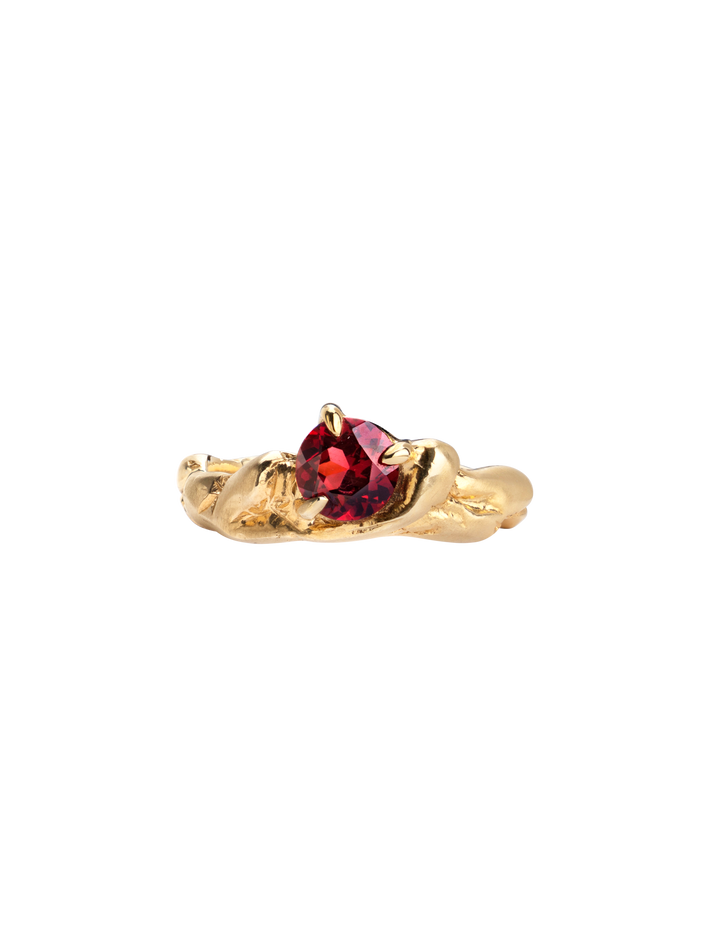 Molten Garnet Stone Ring, Gold Plated Silver - Garnet, 57.6 mm, Statement Rings, Designed by Aimos