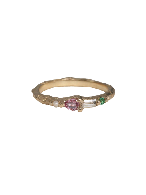 Sapphire, emerald & pearl stacking ring photo