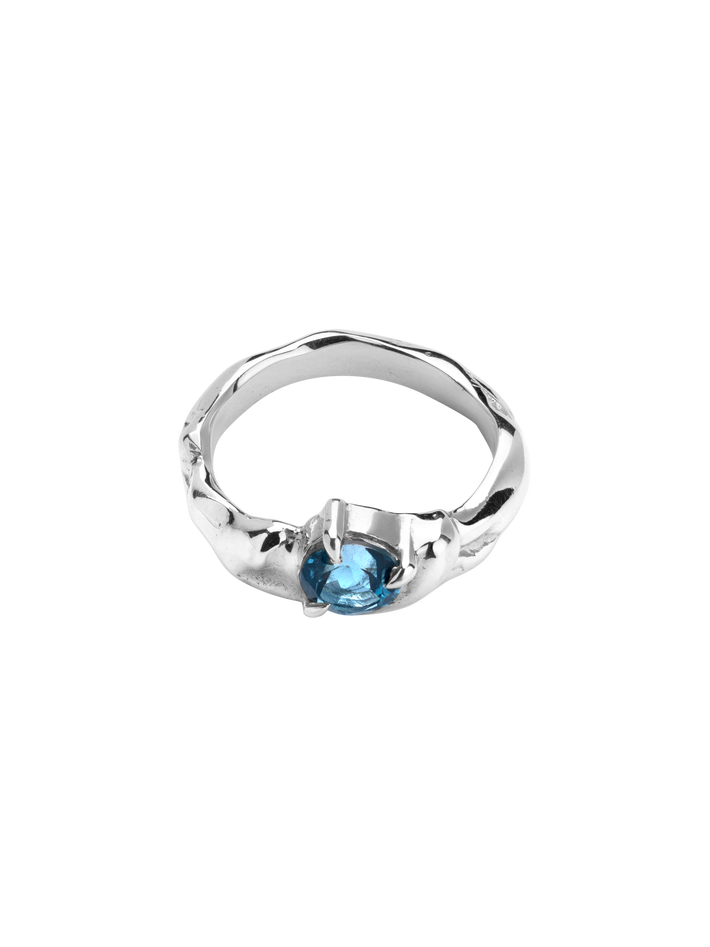 Molten blue topaz stone ring