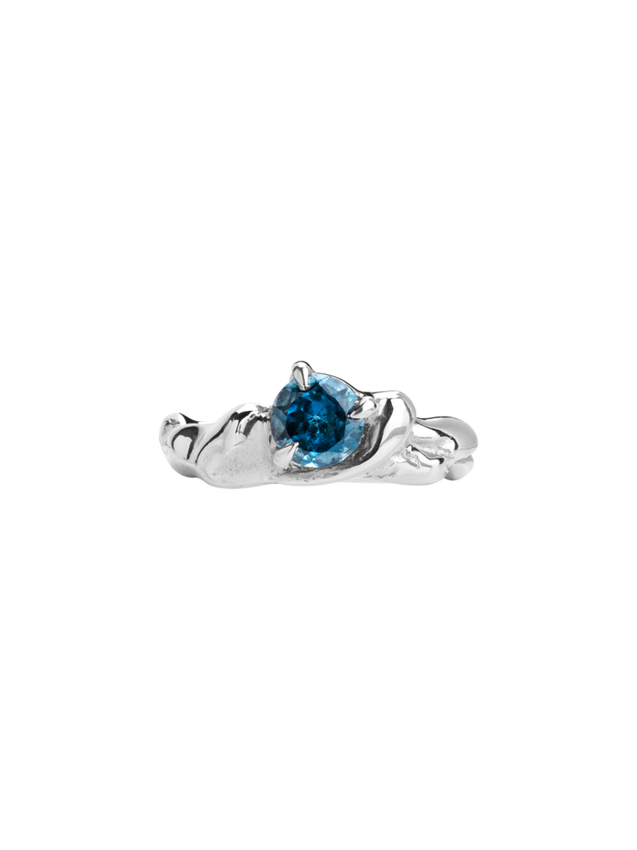 Molten blue topaz stone ring