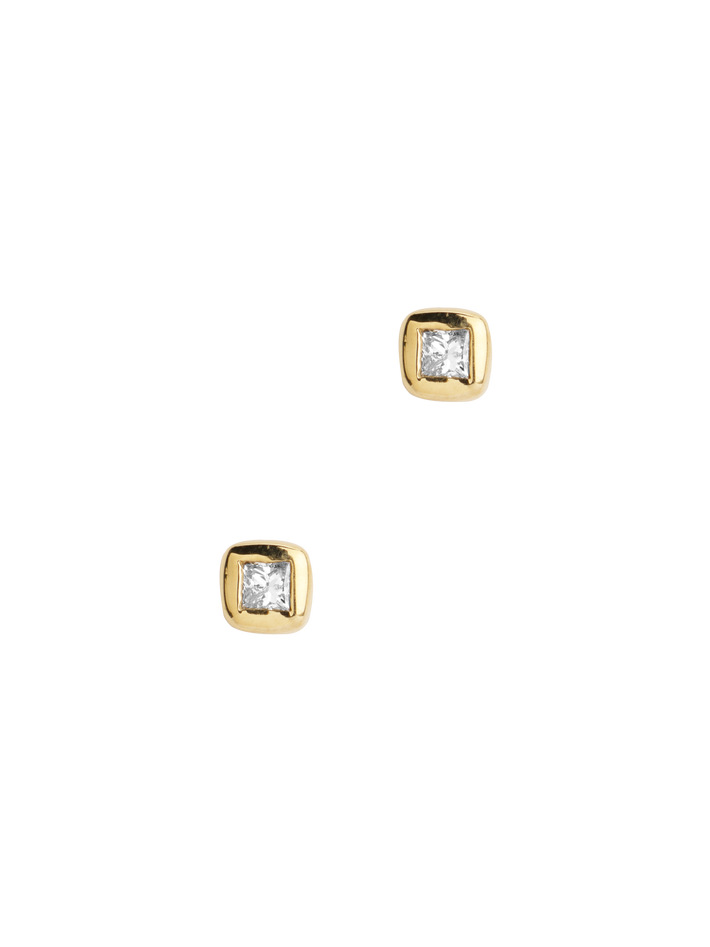 White diamond square studs