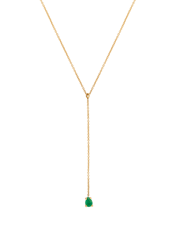 Emerald pear lariat necklace