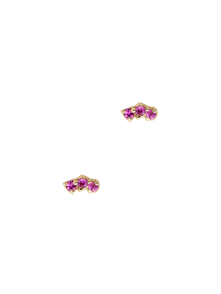 Trio pink sapphire studs