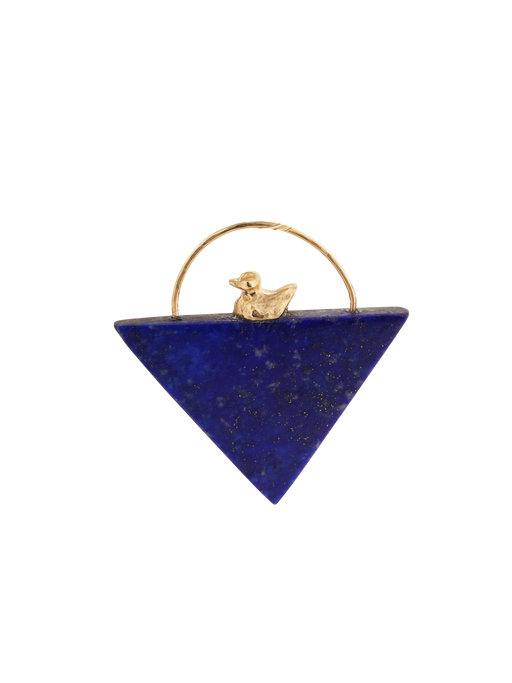 Penelope duckling pendant, 9ct gold on lapis photo
