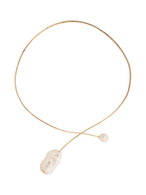 Aphrodite baroque pearl and gold open collar photo