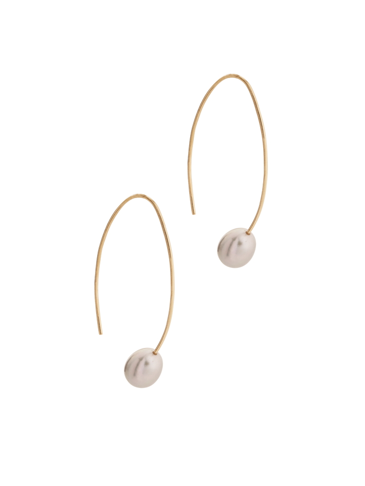 Aphrodite lavender pearl wires, 14ct yellow gold