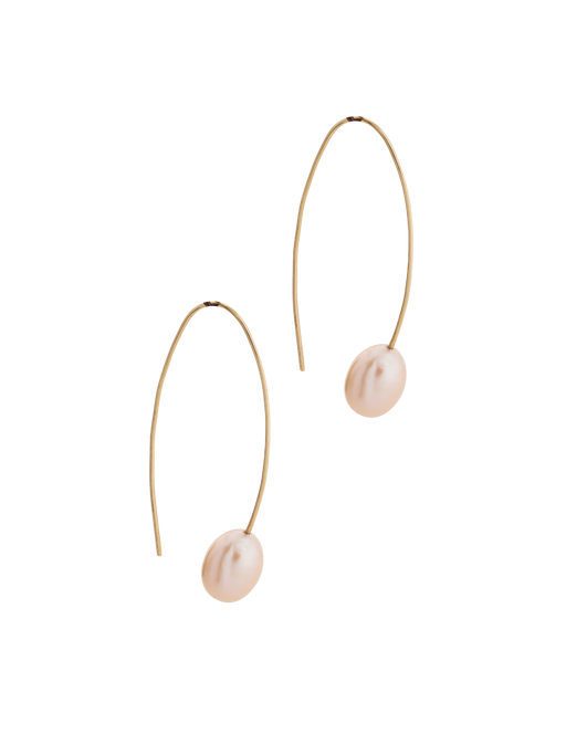 Aphrodite blush pearl wires, 9ct yellow gold photo
