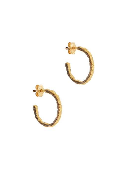 Straight stitch hoop earrings with black borders, small photo