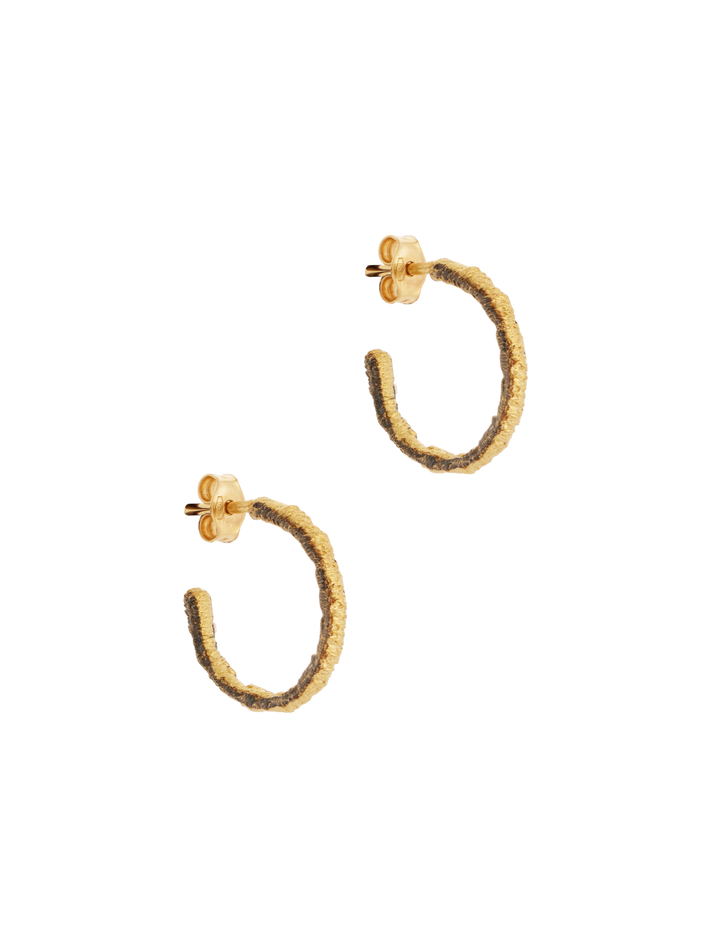 Straight stitch hoop earrings with black borders, small
