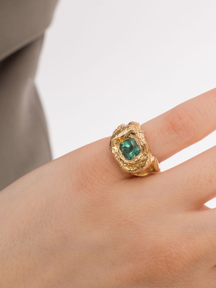 Emerald signet ring