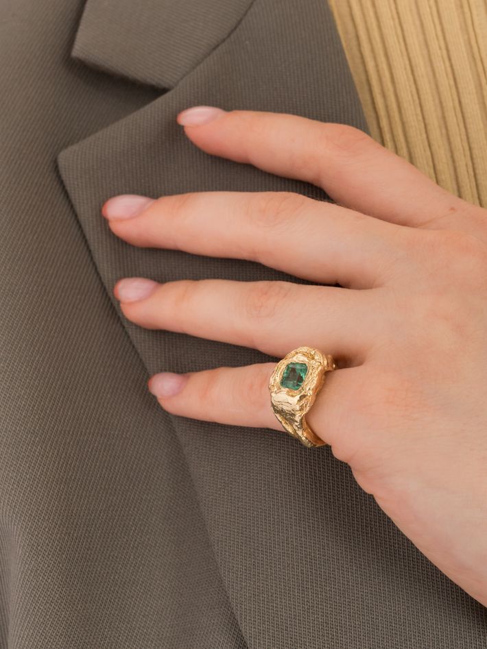 Emerald signet ring