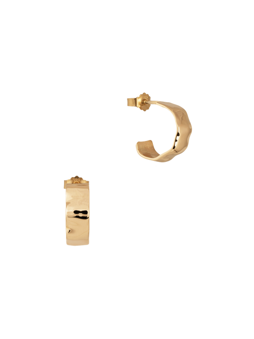 Imperfection hoops small in solid gold photo