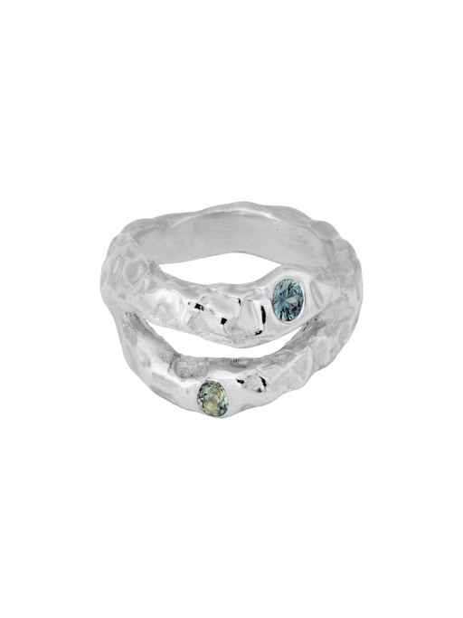 Organic split ring w. sapphires photo