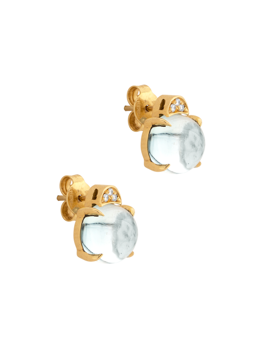Topaz cabochon and white diamond earrings photo
