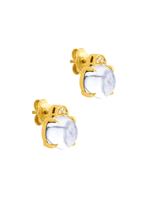 Topaz cabochon and white diamond earrings photo