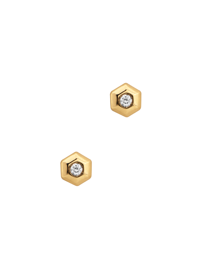 Hexagon white diamond studs