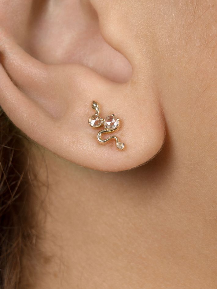 Ancient weaver serpent diamond earrings