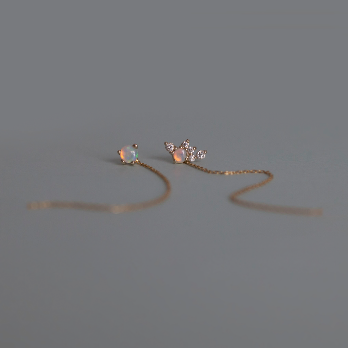 Droplet opal diamond earrings