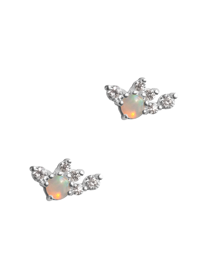 Droplet opal diamond earrings