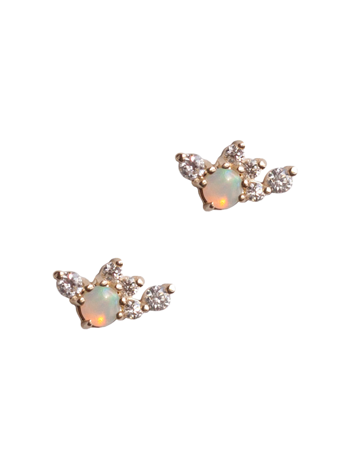 Droplet opal diamond earrings