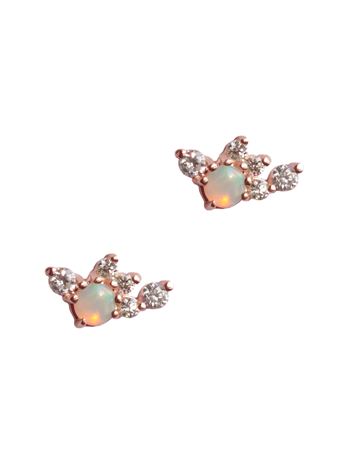 Droplet opal diamond earrings