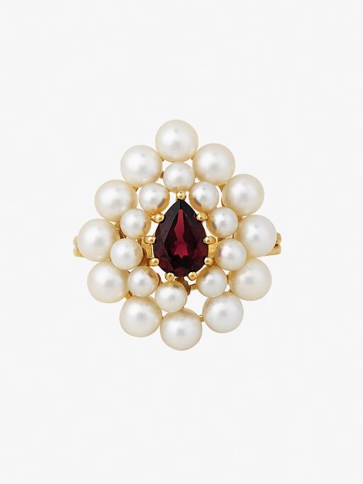 Cotillon pearl and garnet ring photo