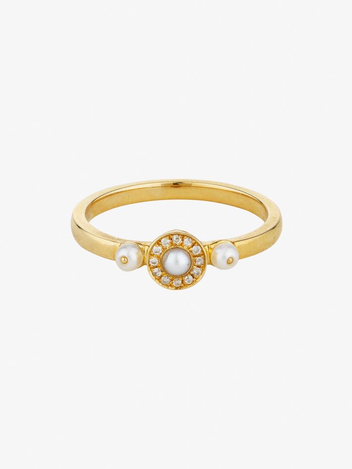 Mignonne diamond and pearl ring