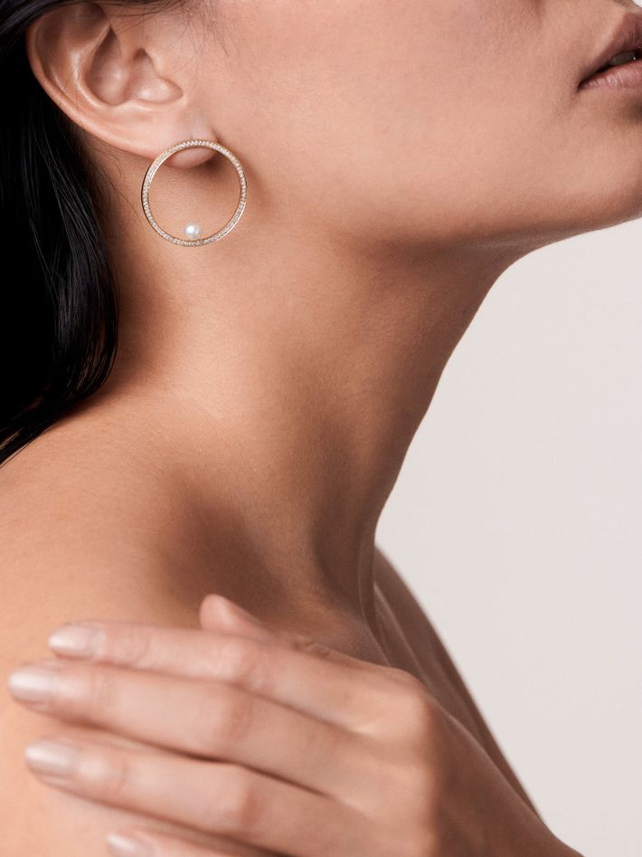 Reine diamond and pearl earring