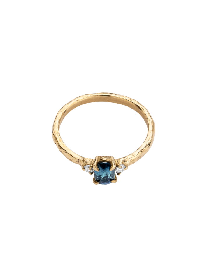 Paloma sapphire and diamond trilogy engagement ring