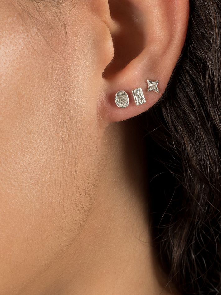 Organic rectangle stud earrings