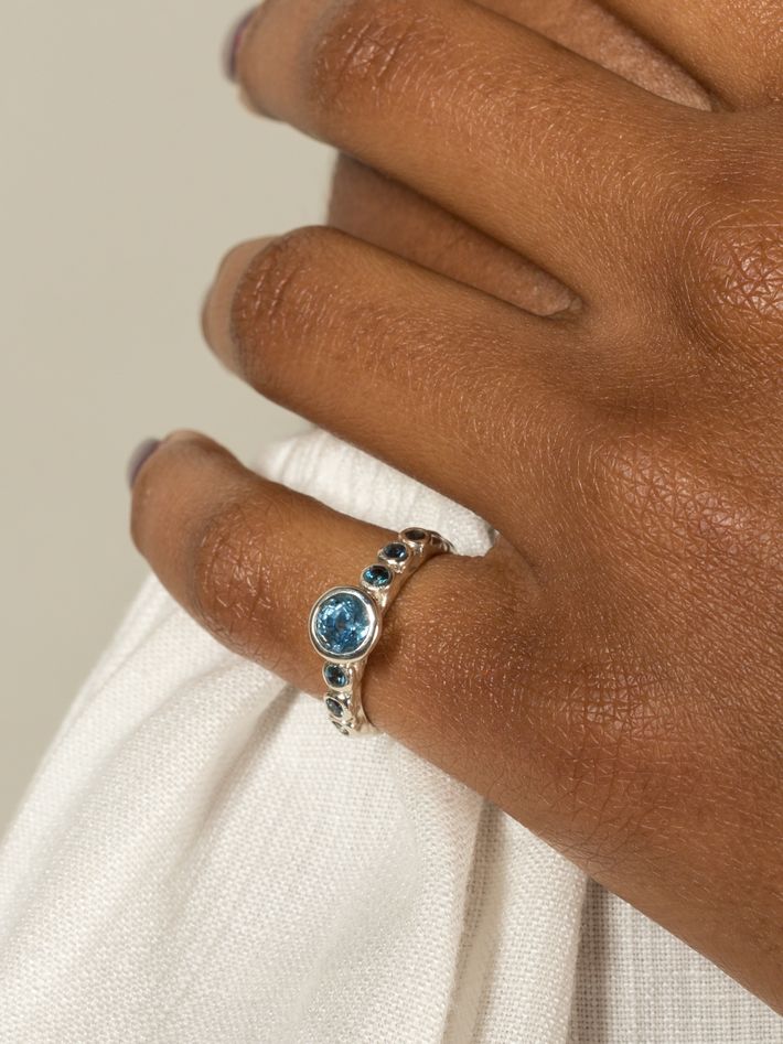 Eve montana and teal sapphire ring