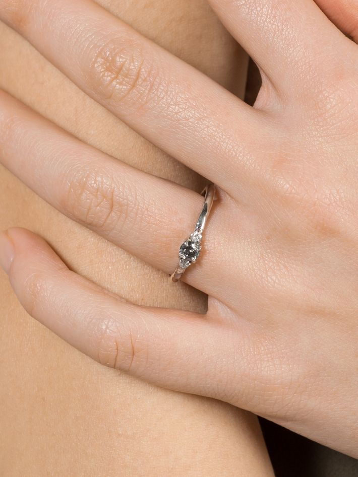 Lena salt & pepper diamond trilogy engagement ring