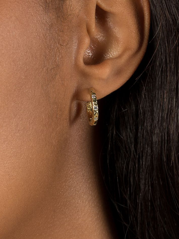 Organic diamond hoop earrings
