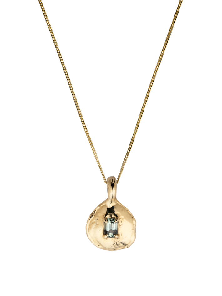 Freeform green sapphire medium necklace