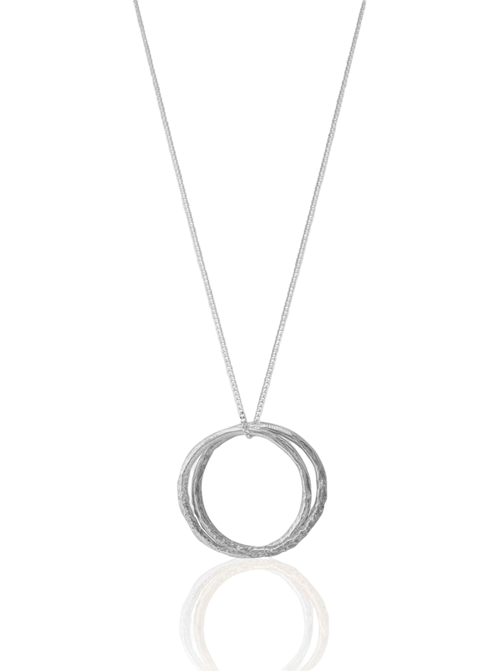 Double silver link infinity pendant necklace