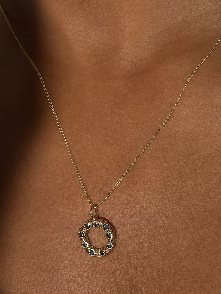 Emilia teal sapphire infinity necklace