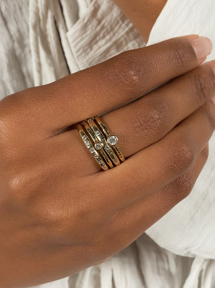 Organic dainty diamond stacking ring