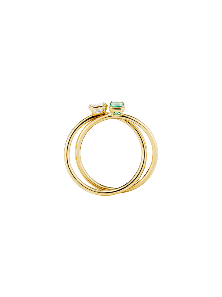 Emerald & asscher cut diamond ring