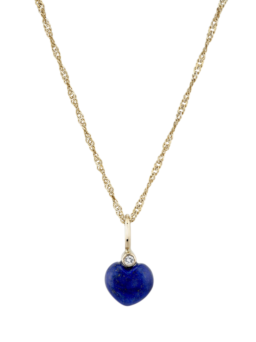 Carved lapis sweetheart charm with 18" chain photo