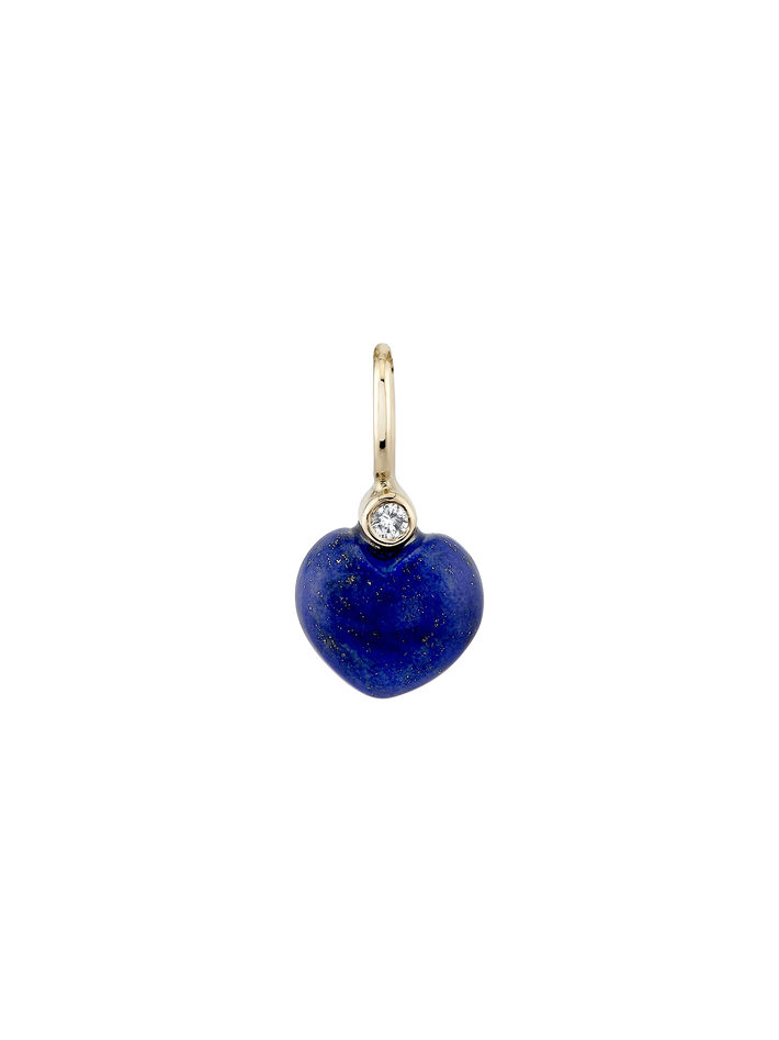 Carved Lapis Sweetheart Charm with 18" chain