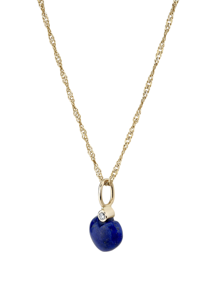 Carved Lapis Sweetheart Charm with 18" chain