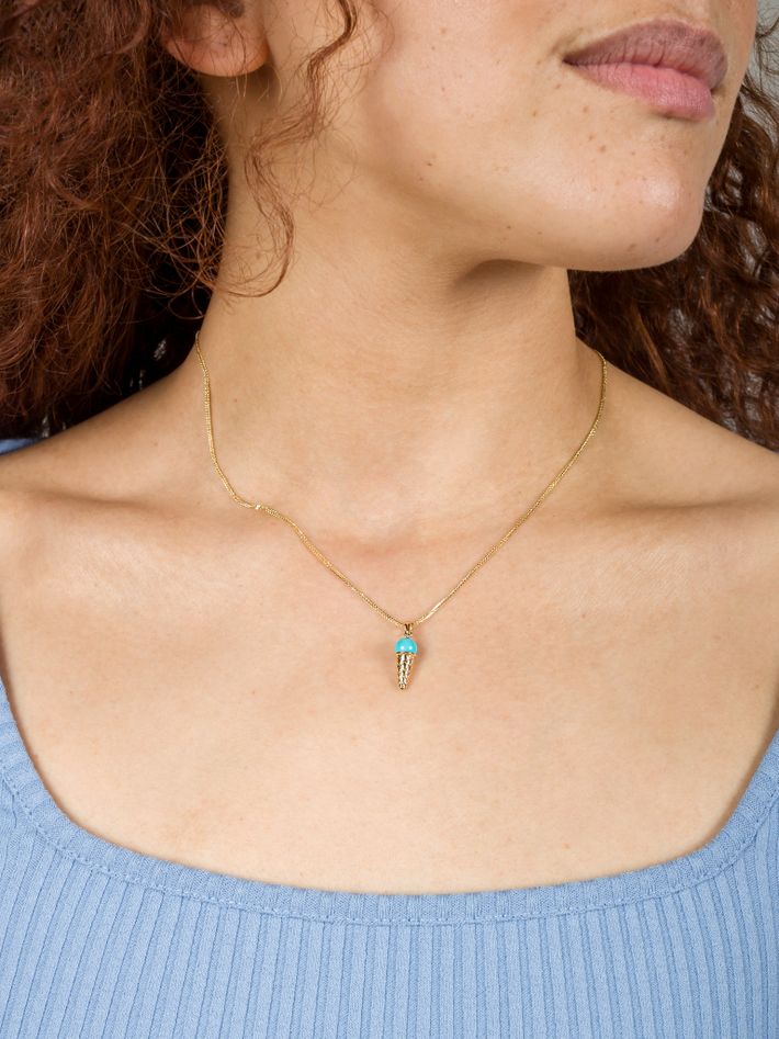 Turquoise ice cream charm necklace