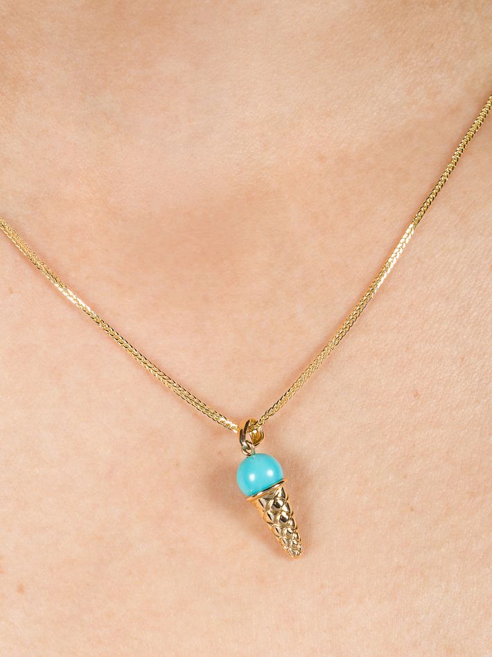 Turquoise ice cream charm necklace